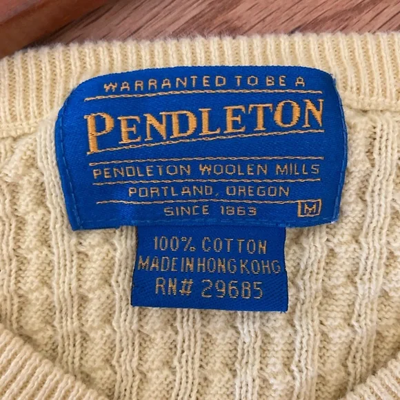 Vintage Pendleton Men’s V-Neck Sweater 100% Cotton - Picture 3 of 4